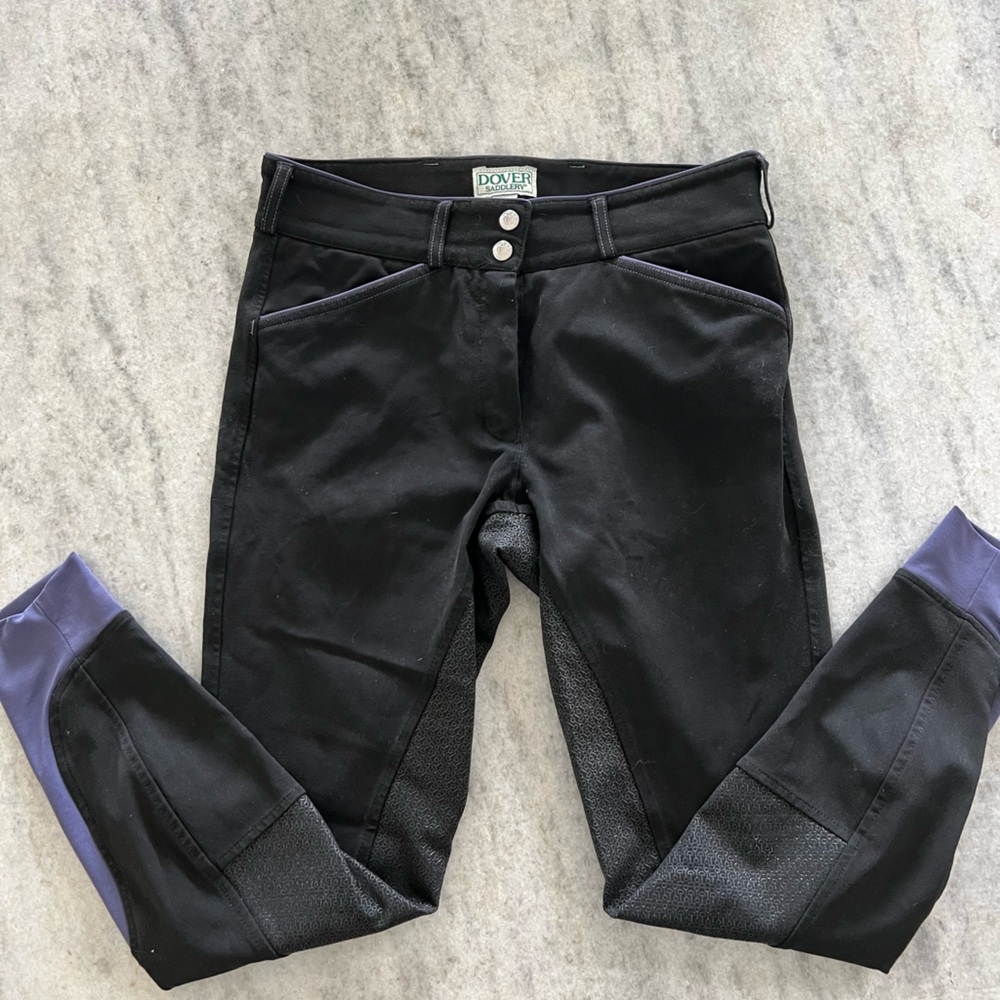 DOVER SADDLERY Black with purple trim breeches. Size 28 💜🖤